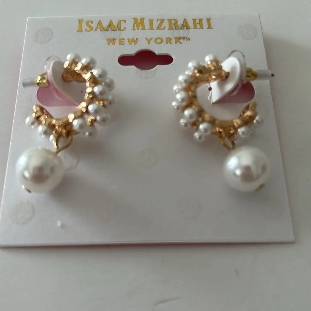 Isaac Mizrahi Pearl Hoop Earrings